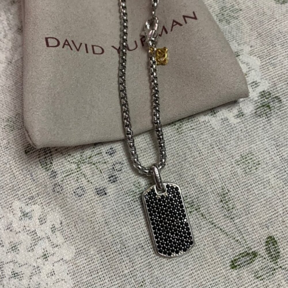 David Yurman Streamline Diamond Tag Pendant Black